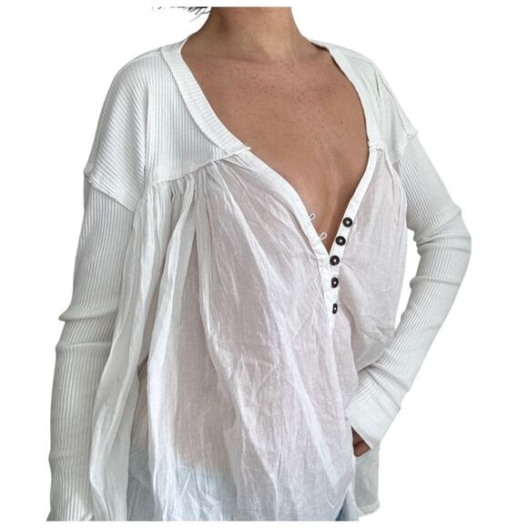 We The Free Women's XSmall Lyrical Tunic Henley Boho Oversized Asymmetrical - Picture 5 of 16